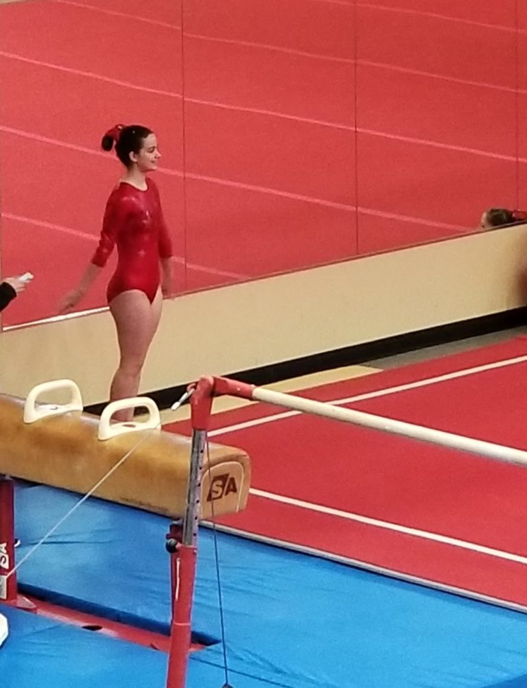 Tayler at ready position for floor routine